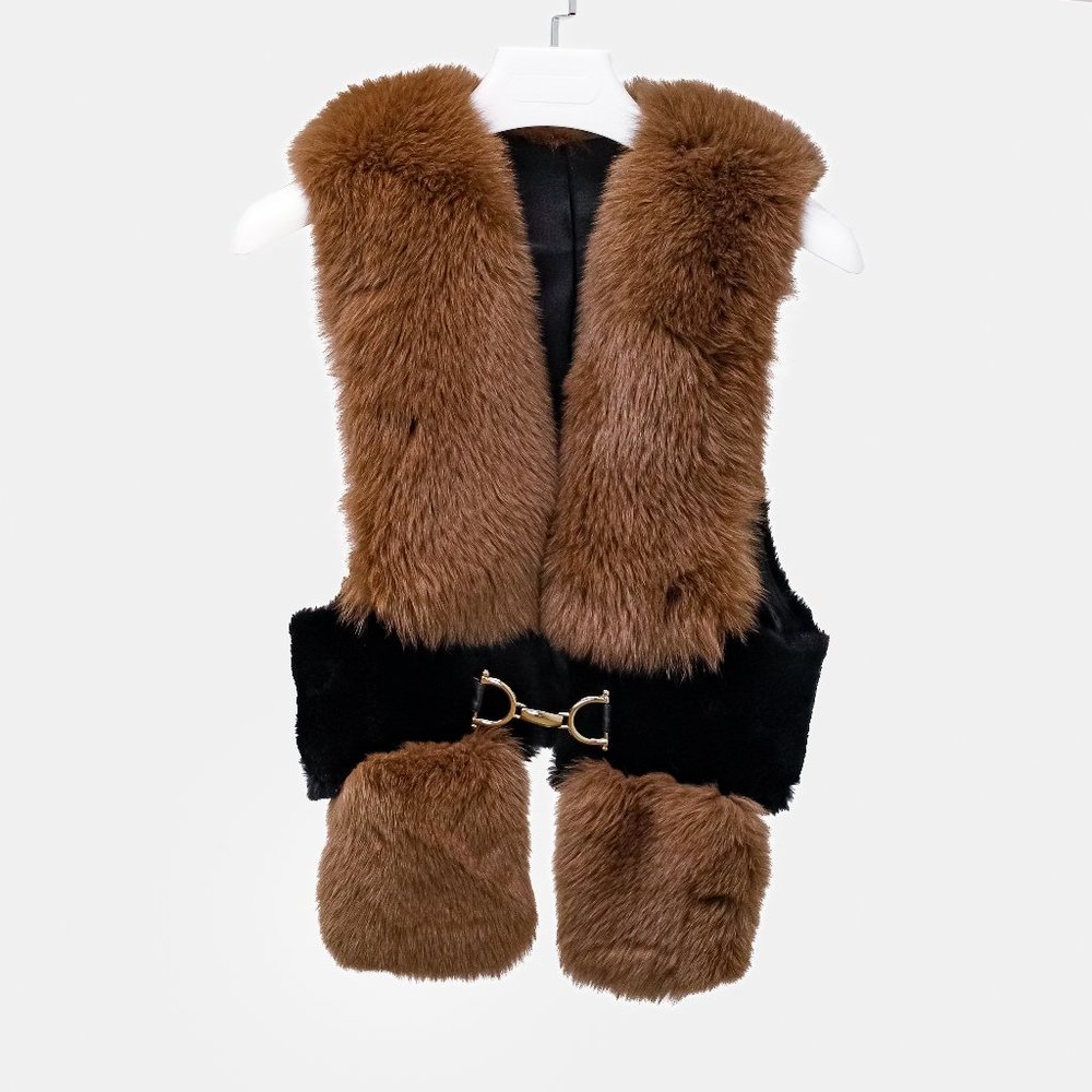 Fox and Mink Vest with Belt Buckle